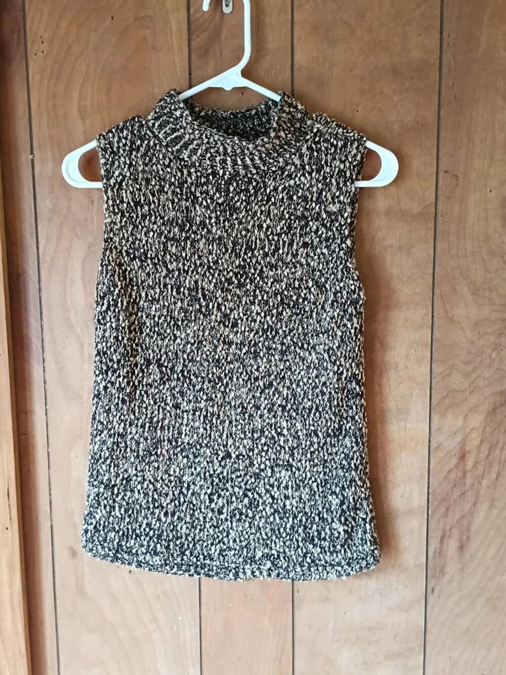 Pursuits Ltd Sleeveless Knit Top Size Small Brown Black Marled Textured Sweater